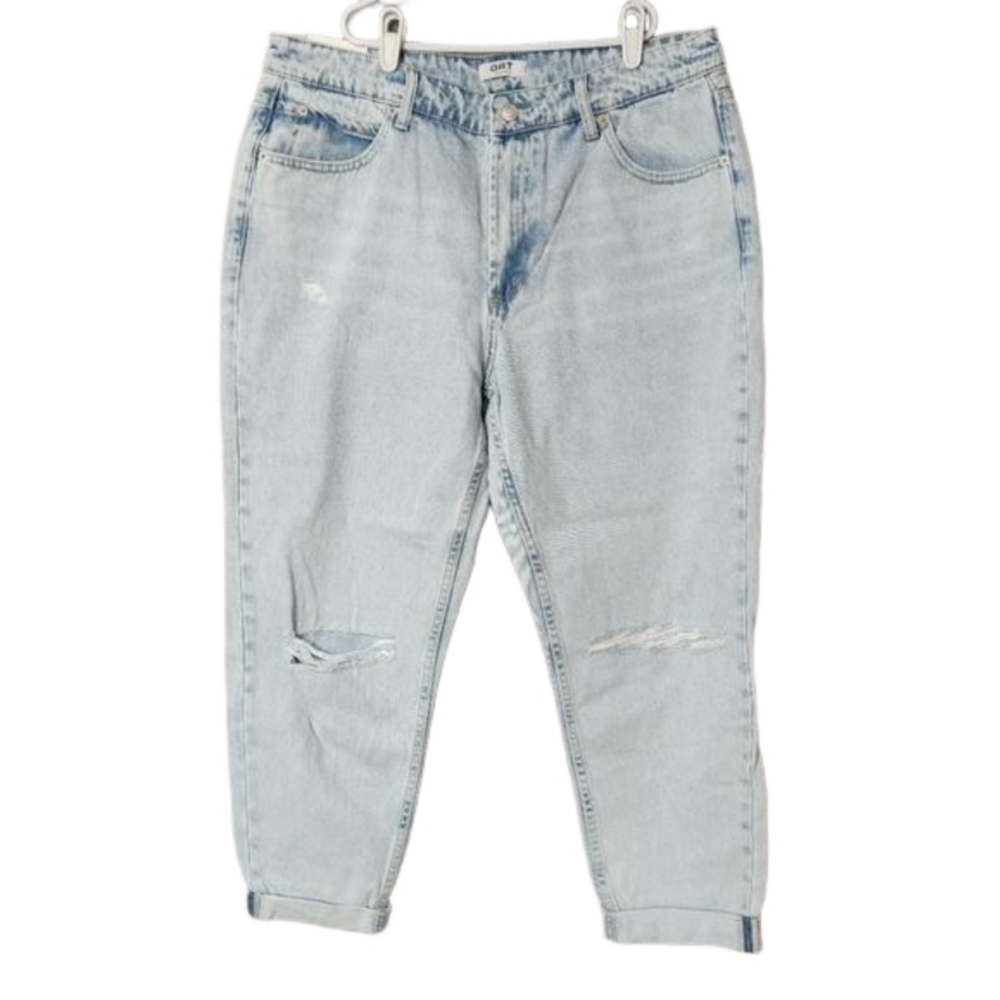 OAT New York Light wash rolled cuff jeans NWT boyfriend fit size 32